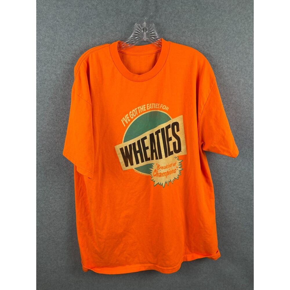 Wheaties Breakfast of Champions Shirt Size XL‎ (?) Orange Short Sleeve Retro 80s